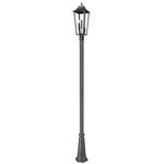Gannon Outdoor Post Light with Decorative Hexagon Base - Black / Clear Beveled