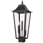 Gannon Outdoor Post Light with Square Fitter - Black / Clear Beveled