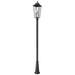 Gannon Outdoor Post Light with Decorative Hexagon Base - Black / Clear Beveled