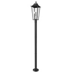 Gannon Outdoor Post Light with Stepped Base - Black / Clear Beveled