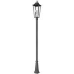 Gannon Outdoor Post Light with Decorative Hexagon Base - Black / Clear Beveled