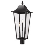 Gannon Outdoor Post Light with Round Fitter - Black / Clear Beveled