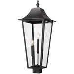 Gannon Outdoor Post Light with Square Fitter - Black / Clear Beveled
