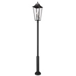 Gannon Outdoor Post Light with Cylinder Base - Black / Clear Beveled