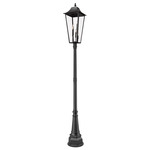 Gannon Outdoor Post Light with Decorative Post - Black / Clear Beveled