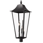 Gannon Outdoor Post Light with Round Fitter - Black / Clear Beveled