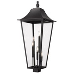 Gannon Outdoor Post Light with Square Fitter - Black / Clear Beveled