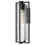 Aura Outdoor Wall Sconce - Black / Clear Ribbed
