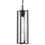 Aura Outdoor Pendant - Black / Clear Ribbed