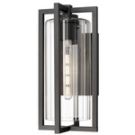 Aura Outdoor Wall Sconce - Black / Clear Ribbed