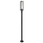 Aura Outdoor Post Light with Stepped Base - Black / Clear Ribbed