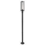 Aura Outdoor Post Light with Stepped Base - Black / Clear Ribbed