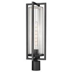 Aura Outdoor Post Light with Round Fitter - Black / Clear Ribbed