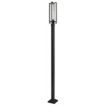 Aura Outdoor Post Light with Square Post - Black / Clear Ribbed