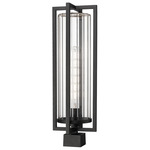 Aura Outdoor Post Light with Square Fitter - Black / Clear Ribbed