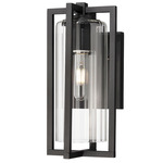 Aura Outdoor Wall Sconce - Black / Clear Ribbed
