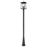 Rainer Outdoor Post Light with Decorative Hexagon Base - Black / Clear Seedy