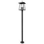 Rainer Outdoor Post Light with Stepped Base - Black / Clear Seedy