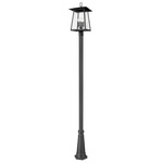 Rainer Outdoor Post Light with Decorative Hexagon Base - Black / Clear Seedy
