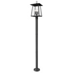 Rainer Outdoor Post Light with Stepped Base - Black / Clear Seedy