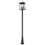 Rainer Outdoor Post Light with Decorative Hexagon Base - Black / Clear Seedy