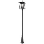 Rainer Outdoor Post Light with Decorative Hexagon Base - Black / Clear Seedy