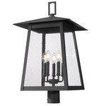Rainer Outdoor Post Light with Round Fitter - Black / Clear Seedy