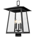 Rainer Outdoor Post Light with Square Fitter - Black / Clear Seedy