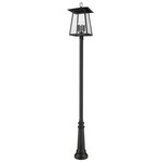 Rainer Outdoor Post Light with Fluted Base - Black / Clear Seedy