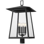 Rainer Outdoor Post Light with Round Fitter - Black / Clear Seedy