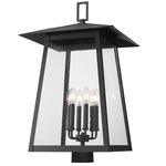 Rainer Outdoor Post Light with Square Fitter - Black / Clear Seedy