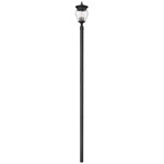 Davina Outdoor Post Light with Burial Base - Black / Clear Ribbed