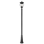 Davina Outdoor Post Light with Decorative Hexagon Base - Black / Clear Ribbed