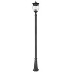 Davina Outdoor Post Light with Decorative Hexagon Base - Black / Clear Ribbed