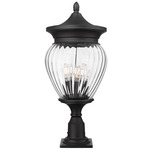 Davina Outdoor Pier Light - Black / Clear Ribbed