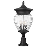 Davina Outdoor Pier Light - Black / Clear Ribbed