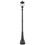 Davina Outdoor Post Light with Decorative Post - Black / Clear Ribbed