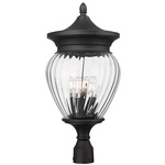 Davina Outdoor Post Light - Black / Clear Ribbed