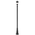 Davina Outdoor Post Light with Decorative Hexagon Base - Black / Clear Ribbed
