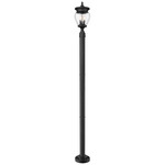 Davina Outdoor Post Light with Stepped Base - Black / Clear Ribbed