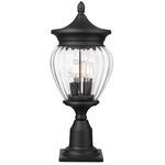 Davina Outdoor Pier Light - Black / Clear Ribbed