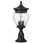 Davina Outdoor Pier Light - Black / Clear Ribbed