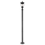 Davina Outdoor Post Light with Stepped Base - Black / Clear Ribbed