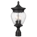 Davina Outdoor Post Light - Black / Clear Ribbed