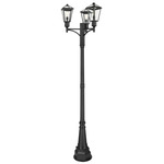Talbot Multi Light Outdoor Post Light with Decorative Post - Black / Clear Beveled