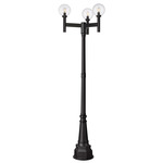 Laurent 3-Light Post Light with Round Post/Decorative Base - Black / Clear Seedy