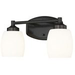 Kendrick Bathroom Vanity Light - Matte Black / Matte Opal