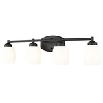 Kendrick Bathroom Vanity Light - Matte Black / Matte Opal
