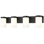 Burk Bathroom Vanity Light - Matte Black / Matte Opal