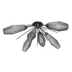 Aalto Starburst Ceiling Light - Matte Black / Optic Ribbed Smoke